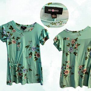 🌸 Amy Byer Mint Floral Ruffle Sleeve dress– Girls M 🌸